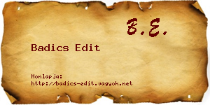 Badics Edit névjegykártya